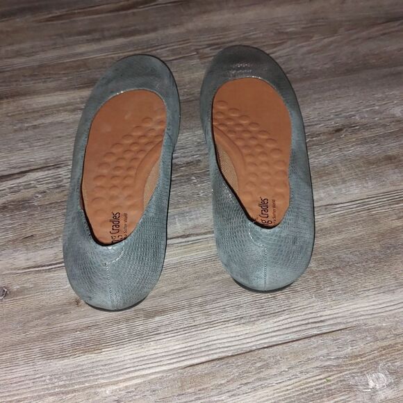 Walking cradles gray leather ballet flats Snakeskin Print Sz 12 EUC worn once - Picture 4 of 5